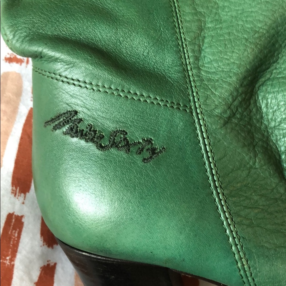Miss Sixty Thigh High Green Leather Pull On Boots